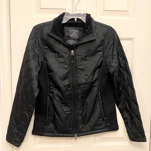 LL Bean Black Quilted Jacket Petite XS